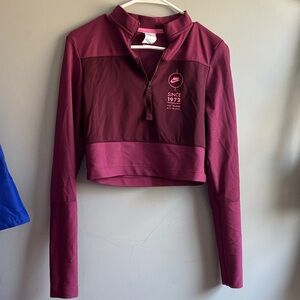 Nike Women's Maroon Half-Zip Cropped Pullover